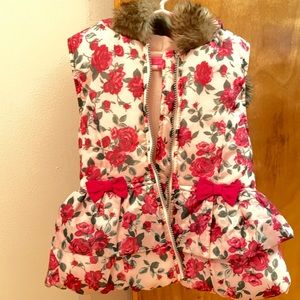 Girls floral hooded vest